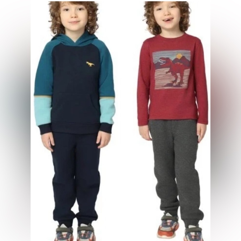 Kids Headquarters 4 piece set Maroon & Blue Layered-Look Tee